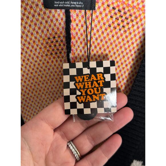 Dressed in Lala Outerspace Oversized Cardigan Sweater Black Multi Women L/XL NWT - Picture 10 of 12